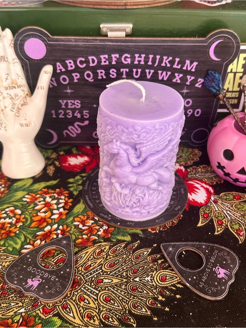 Lavender Pegasus Pillar Candle | Mythical Fantasy Candle |